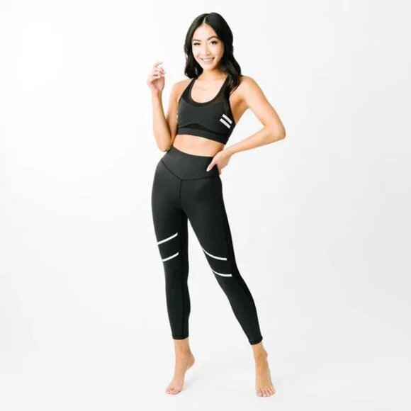 ZYIA Black Reflective Light n Tight Mesh Hi-Rise 7/8 24” I Size 6-8 - Picture 3 of 5